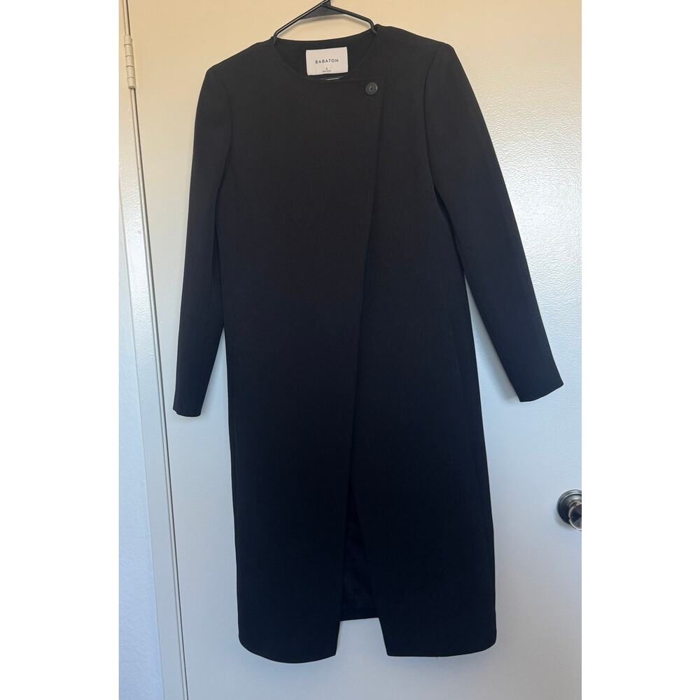 Babaton Long Black Structured Coat in Black Size 6 - Picture 2 of 5